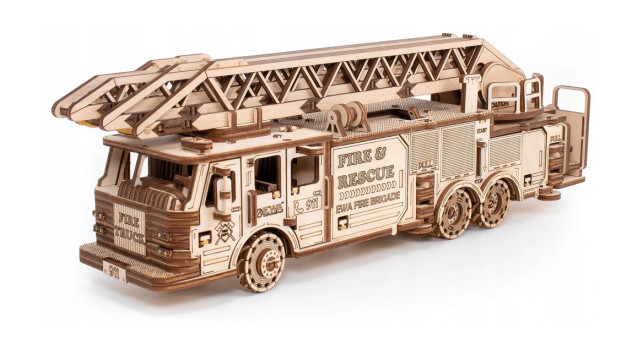 Drewniane Puzzle Model 3D Wóz Strażacki FIRE-TRUCK