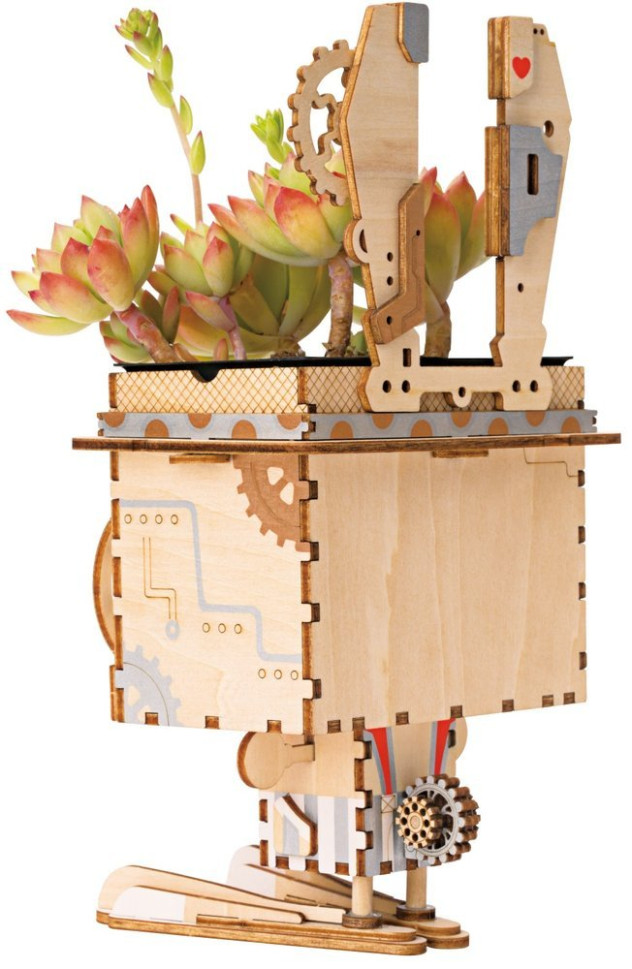 ROBOTIME Drewniane Puzzle 3D - Doniczka Królik